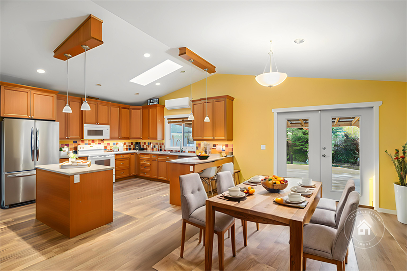 Kitchen | Dining Room - Door to Deck  (Virtual Staging)