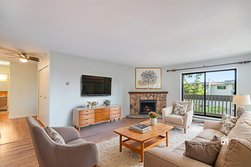 Living Room - Door to Balcony (Virtual Staging)