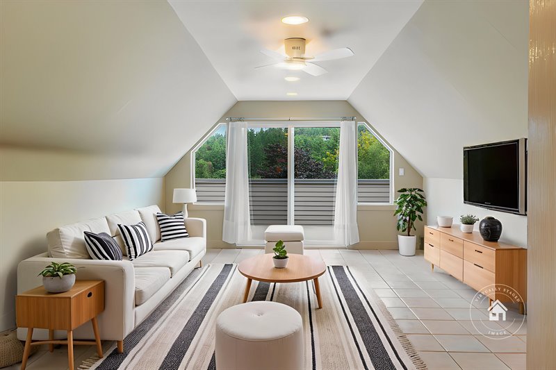 Rec Room - Door to Deck (Virtual Staging)